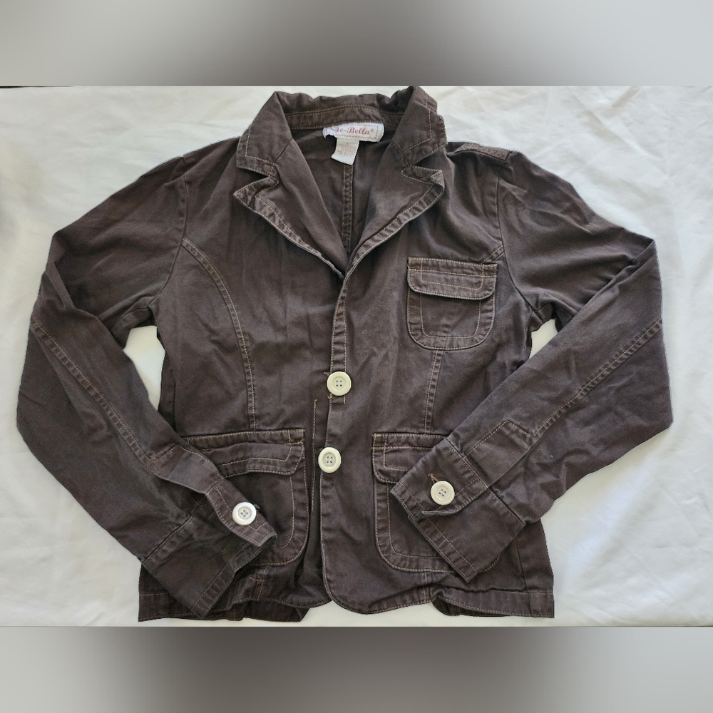 Che Bella Brown Cotton Utility Jacket for Women (sz Large)